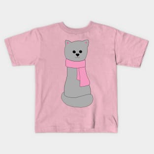 Cat in Pink Scarf Kids T-Shirt